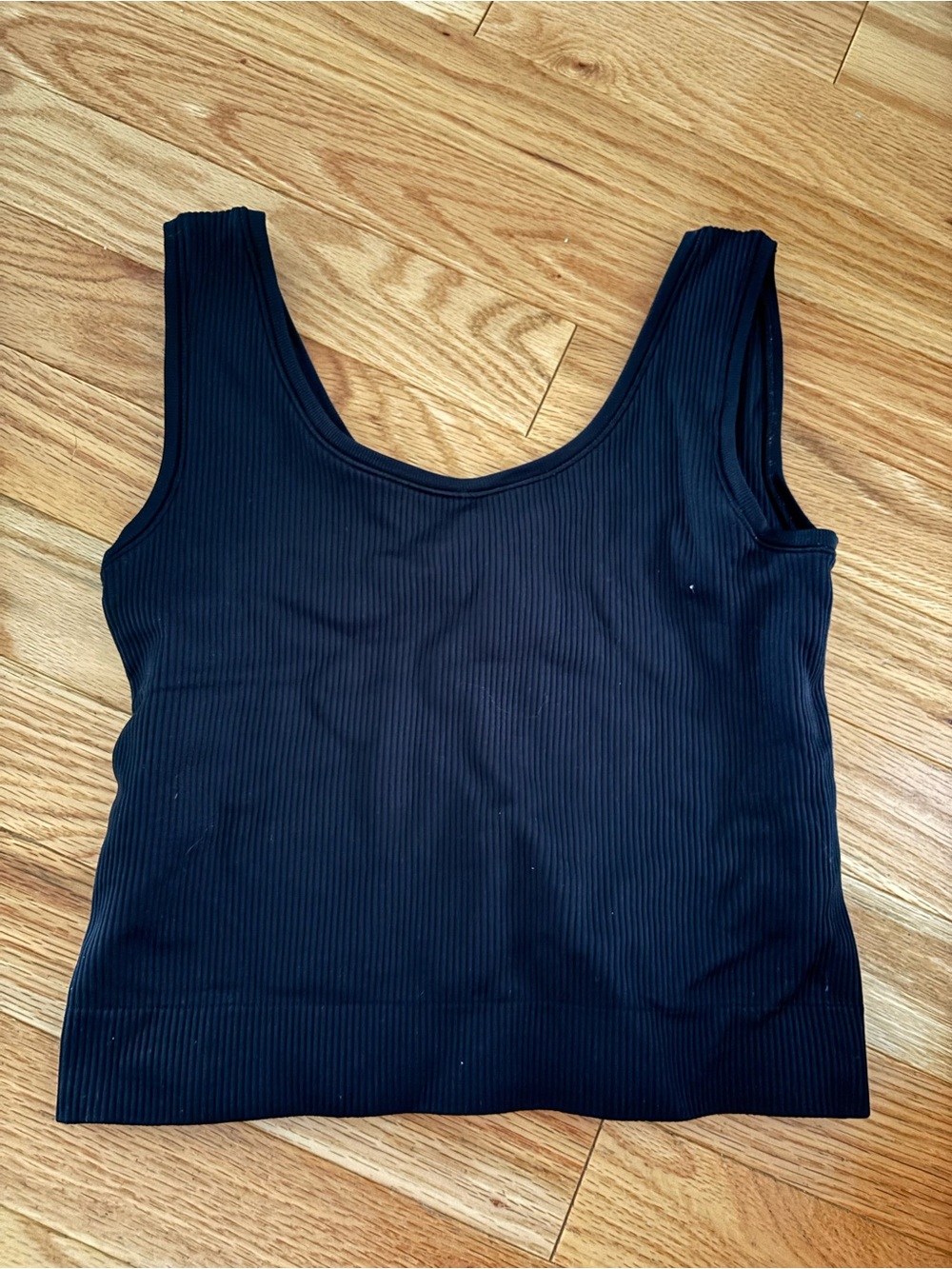 Athleta Black Ribbed Scoop-Neck Tank